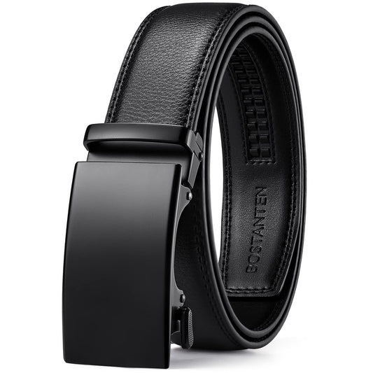 Bostanten Leather Ratchet Belt with Adjustable Buckle