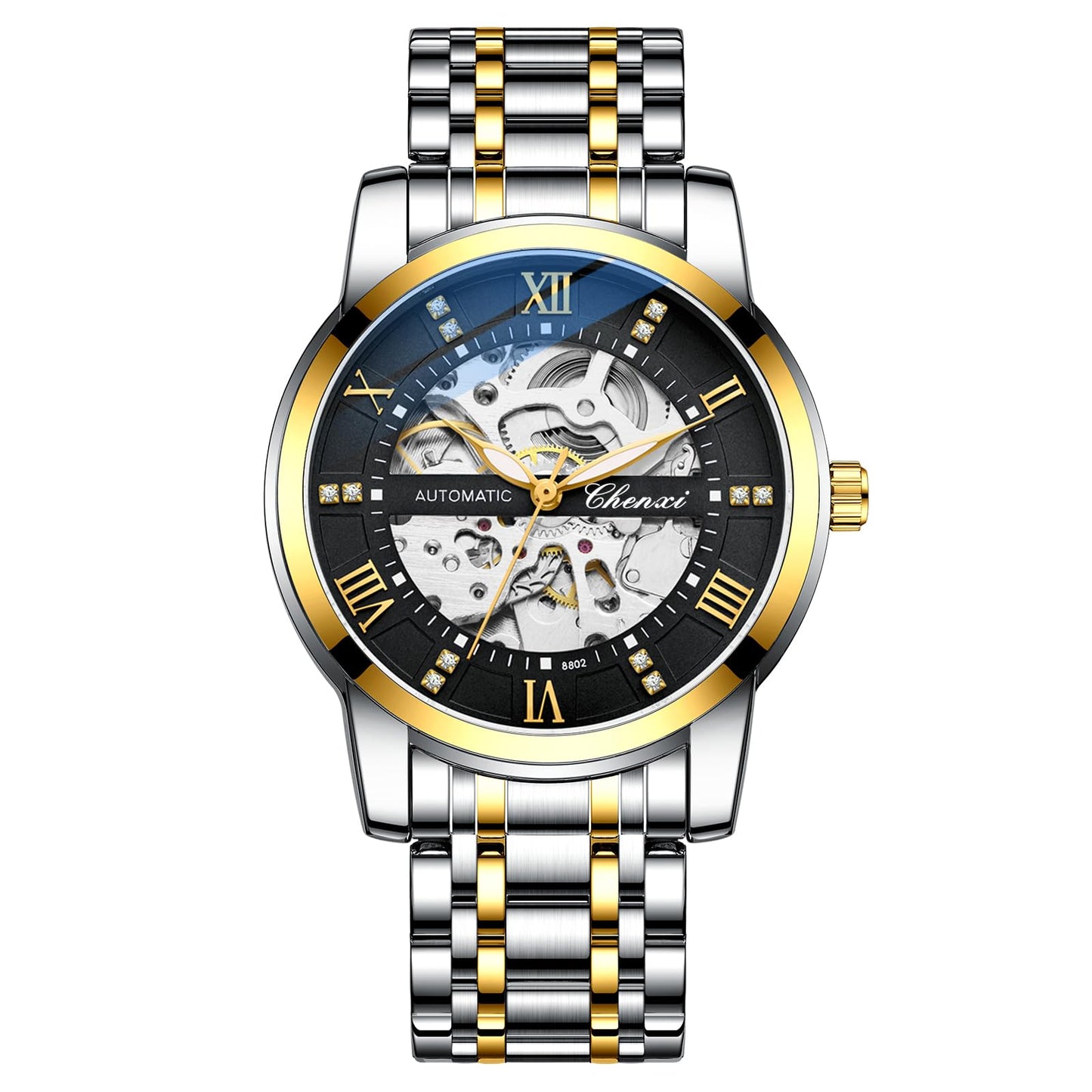 Chenxi Automatic Skeleton Self Winding Mechanical Stainess Steel Waterproof Wrist Watch