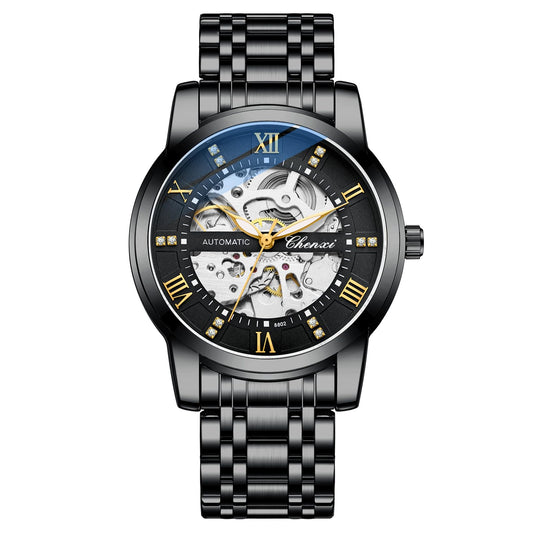 Chenxi Automatic Skeleton Self Winding Mechanical Stainess Steel Waterproof Wrist Watch