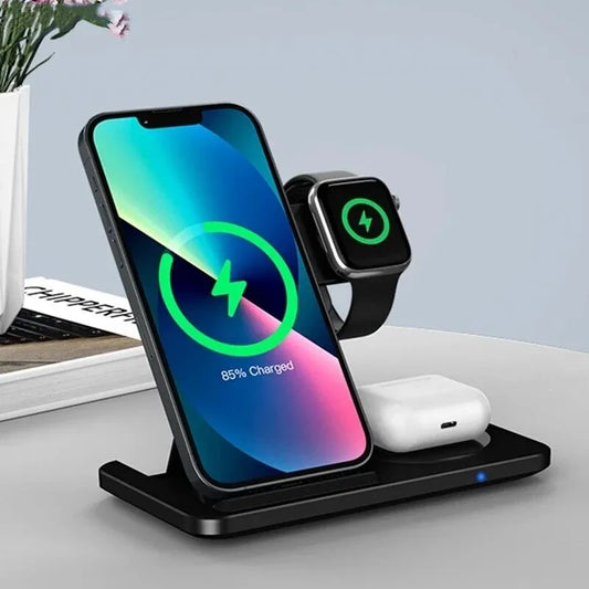 3-in-1 Wireless Fast Charging Station Dock For iPhone & Android